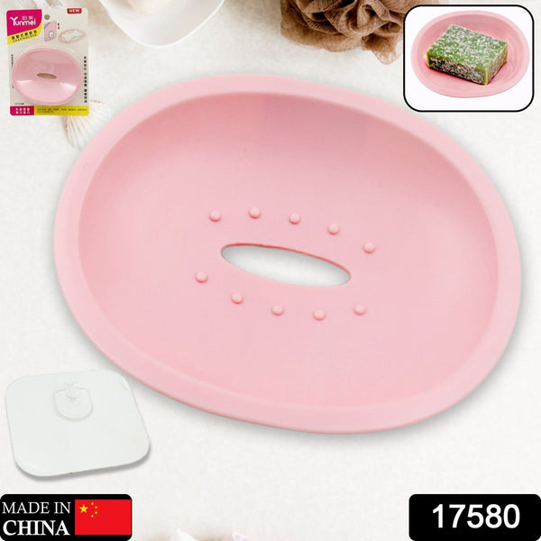 Wall Mounted 1 Layer Soap Holder with Hook Self Adhesive Plastic Soap Holder with Hook for Bathroom Kitchen Sink and Wash Basin ,Sabudani (1 Pc)